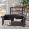 Okak Contemporary Storage Ottoman Bench with Rolled Arms Uphostered Footrest Stool with Safety Hinge for Living Room,Entryway,Bedroom, Brown - 2 of 4