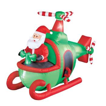 Collections Etc Santa Helicopter Outdoor Inflatable Decoration 78 X 32 X 54