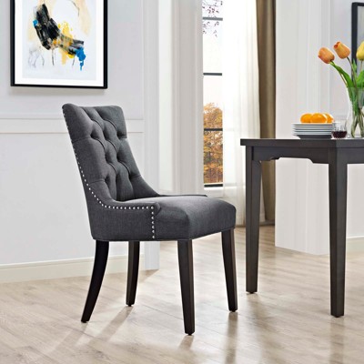 Regal Gray Tufted Parsons Side Chair with Nailhead Trim