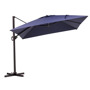 Pellebant 10ft Aluminum Patio Offset Cantilever Umbrella UV30 Square with 360Rotation 6 Heights Adjustable Outdoor Umbrella - 1 of 4