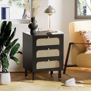 Karl Home 3-Drawer Black MDF (Medium-Density Fiberboard) 27.17in. W Nightstands - 1 of 4