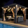 10x10ft Hardtop Gazebo, Outdoor Canopy Aluminum Frame Permanent Gazebo with Netting and Curtains, Polycarbonate Garden Tent for Patio Lawn Backyard - 3 of 4