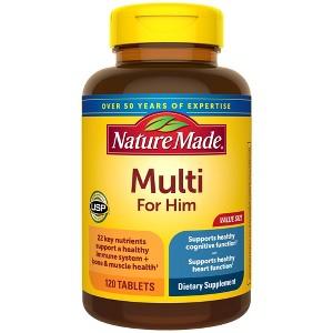 Nature Made Multi for Him with No Iron - Men's Multivitamin Nutritional Support Tablets - 120ct - 1 of 4