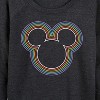 Women's - Disney - Mickey Head Rainbow Outline Lightweight French Terry Wide Neck Long Sleeve Shirt - 2 of 4