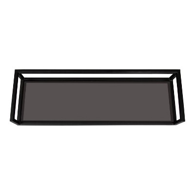 Chainbridge 24'' Black Metal and Glass Floating Wall Shelf