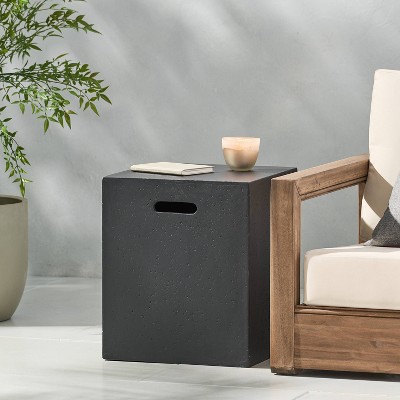 Aidan Dark Gray Lightweight Concrete Outdoor Side Table
