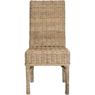 Transitional Unfinished Wicker and Wood Side Chair - Natural