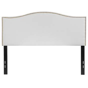 Flash Furniture Lexington Upholstered Full Size Headboard with Accent Nail Trim in White Fabric