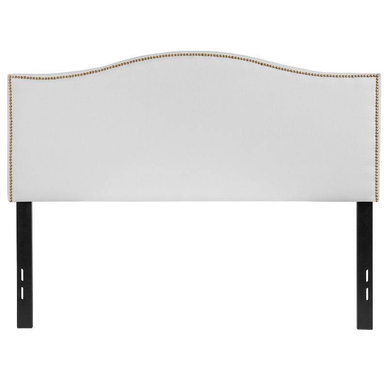 Flash Furniture Lexington Upholstered Full Size Headboard with Accent Nail Trim in White Fabric, 1 of 8