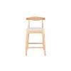 Beige Mid Century Modern Design Solid Wood Bar Stool, Upholstered Bar Stool With Wooden Legs - 2 of 4