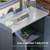 SKRAN Potting Bench, Outdoor Wooden Potting Table with Storage Cabinet with 2 Shelves, Garden Work Bench with Galvanized Plated Tabletop - 4 of 4
