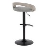 LumiSource Set of 2 Grotto Adjustable Barstools Black Metal/Light Gray Wood/Light Gray Fabric - 4 of 4