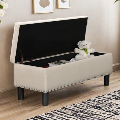 Okak Modern Functional Shoe Storage Bench with Nailhead Decor,Shoe Rack Shoe Bench with Cushion for Bedroom,Entrance