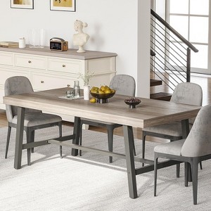 70 Inch Farmhouse Dining Table for 6 to 8, Large Rectangular Dinner Table for Dining Room, Home Office, Living Room - 1 of 4