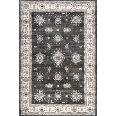 Nuloom Mollie Medallion 2x3 Machine Washable Accent Indoor Area Rug for Living Room Bedroom Dining Room Entryway Kitchen, Charcoal/Ivory