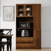 PDTEND 70.87" Freestanding Kitchen Pantry with 2 Glass Doors, 4 Pull-Out Shelves & 2 Drawers, Microwave Stand for Dining Room - 3 of 4