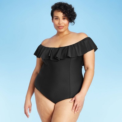 plus size off the shoulder swimsuit