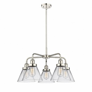 Cone - 5 Light Stem Hung Chandelier In Art Deco Style-15 Inches Tall and 25.75 Inches Wide - 1 of 1