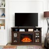 58.25" Espresso Modern TV Media Stand with 23" Fireplace Insert, Open and Closed Storage for TVs up to 65" Entertainment Console - 2 of 4