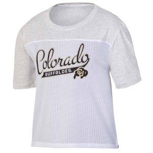 NCAA Colorado Buffaloes Women's White Mesh Yoke T-Shirt - 1 of 3