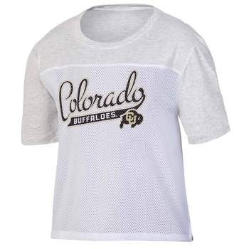 NCAA Colorado Buffaloes Women's White Mesh Yoke T-Shirt