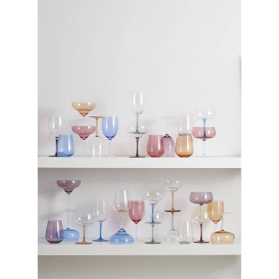 Colorful Bottoms Up Stemless Wine Glass Set, 4 Pieces