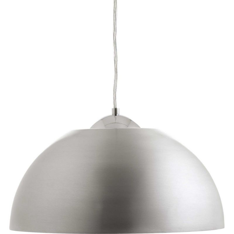Progress Lighting Dome Collection 1-Light LED Pendant, Satin Aluminum Finish, Painted Silver Interior, Steel Material, 3 of 5