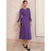 INSPIRE CHIC Women's Split Neck Bell 3/4 Sleeve Business Office Causal A-Line Midi Dresses - 3 of 4
