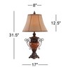 Regency Hill Traditional Rustic Urn Table Lamp with Table Top Dimmer 31.5" Tall Bronze Finish Bell Shade for Living Room Bedroom House Home - 4 of 4