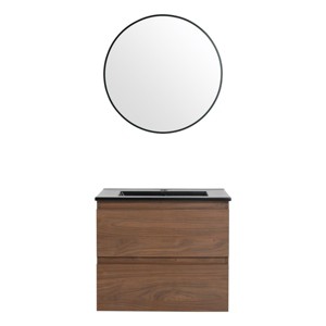 SEVOBAL Bathroom Storage Cabinets Wall Mounted Vanity With Black Sink And Soft Close Drawers for Modern Homes, Brown, 24"*18.3"*20.5" - 1 of 4