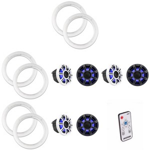 Kicker (3 Pair ) 51MSC65 LED 6.5" Premium Marine Coaxial with a Pair of 50KLSR65 6.5 Led Speaker Ring & LED Remote Bundle - 1 of 4