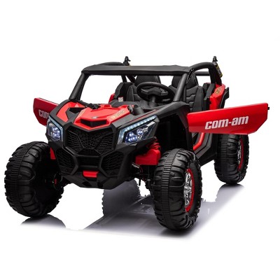 24V Kids 2-Seater Electric Ride-On UTV with Remote Control, 4WD, 4 Shock Absorbers,Leather Seats,MP3 Player & LED Lights