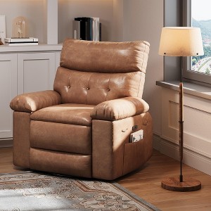 Recliner Chair, PU Leather Electric Reclining Sofa with Massage for Adults, 270° Swivel Home Theater Seating - 1 of 4