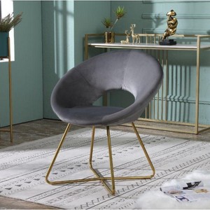 CAVINAS Velvet Upholstered Accent Chair with Gold Metal Frame, Curved Back Armchair for Dining or Living Room - 1 of 4