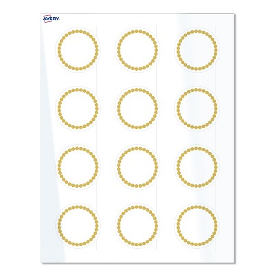 Avery® Labels, 2" Diameter, Gold Beads, Glossy White, 120ct