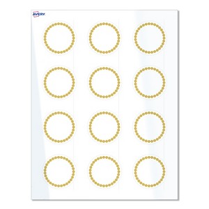 Avery® Labels, 2" Diameter, Gold Beads, Glossy White, 120ct - 1 of 4