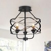 Dewdrop Modern Black Iron Frame 3-Light Semi Flush Mount Lighting Fixture - 3 of 4
