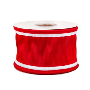 3" Dupioni Double-Sided Ribbon Red & White - National Tree Company - 1 of 4