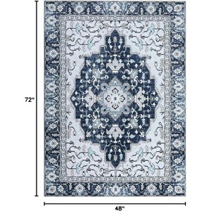 Washable Vintage Floral Area Rug Non-Slip Print,Non-Shedding,Soft Foldable Carpets for Dining Room,Bedroom,Living Room,Kitchen Entryway - 1 of 4
