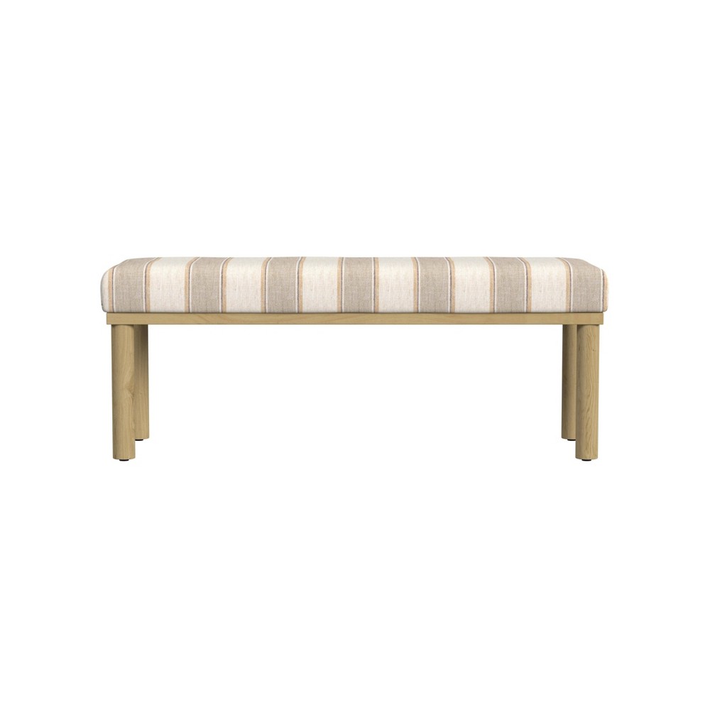 Oslo Bench Tan - HomePop: Rectangle Upholstered Entryway Seating, Polyester Stripe Design, Hardwood Frame