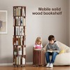 Racxily Solid Wood Rotating Bookshelf on Wheels, 360¡ã Spinning Book Shelf Tower, Narrow Rolling Bookshelves for Corner, Bedroom, Office, Walnut - 4 of 4
