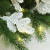 LuxenHome Pre-Lit Lightly Snow-Flocked Green Branches Artificial Tree with Metal Stand - 3 of 4