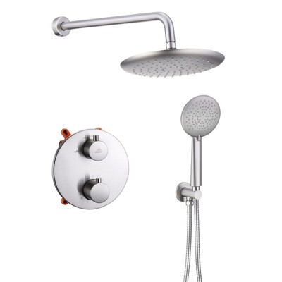 CASAINC 9" Thermostatic Round Rain Shower Head with Handheld Spray