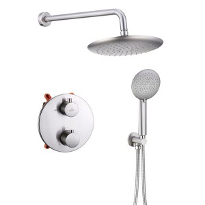 CASAINC 9" Thermostatic Round Rain Shower Head with Handheld Spray - 1 of 3