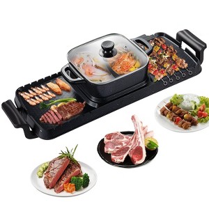 Mojgar 2 in 1 Electric Grill and Hot Pot,  BBQ Pan Grill and Hot Pot, Multifunctional Teppanyaki Grill Pot with Dual Temp Control - 1 of 4