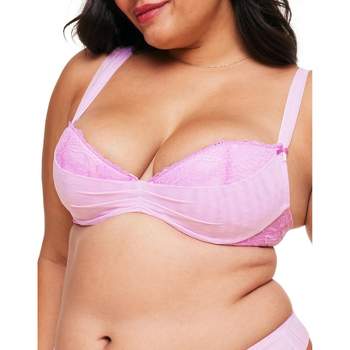 Curvy Couture Women's Solid Sheer Mesh Full Coverage Unlined Underwire Bra  Blushing Rose 38H