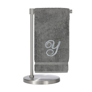 BC BARE COTTON Monogrammed Bath Towel, Personalized Gift, 27 x 54 inches - Set of 1 - Gray - Silver Script - 1 of 4