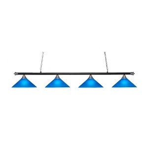 Toltec Lighting Oxford 4 - Light Island Pendant Light in  Chrome/Matte Black with 16" Blue Italian Shade - 1 of 1