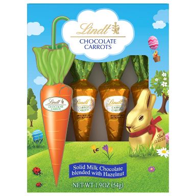 Lindt Easter Solid Milk & Chocolate Candy Hazelnut Carrots - 1.9oz/4ct