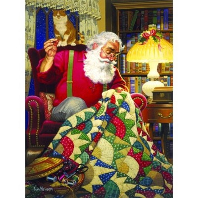 Sunsout Quilting Santa 1000 pc  Christmas Jigsaw Puzzle 23328
